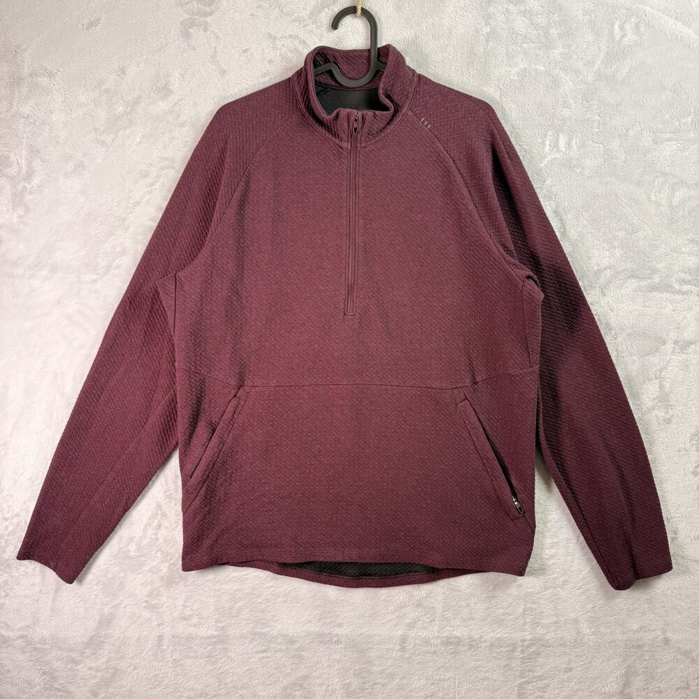 Lululemon At Ease Half Zip Sweatshirt Men's M Maroon/Wine Athleisure Textured